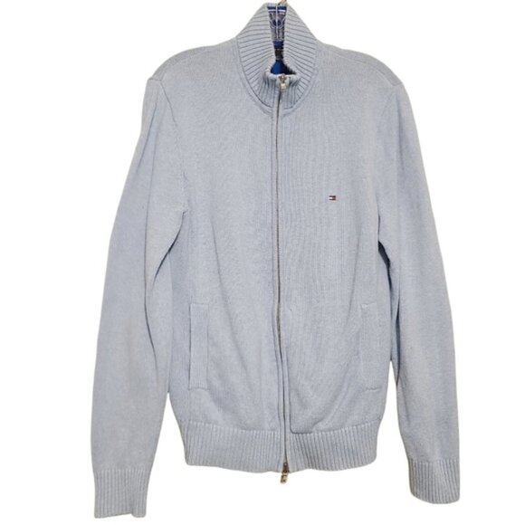 Tommy Hilfiger | Men's Sky Blue Full Zipper Cardigan Sweater (Size Medium) - Picture 1 of 15